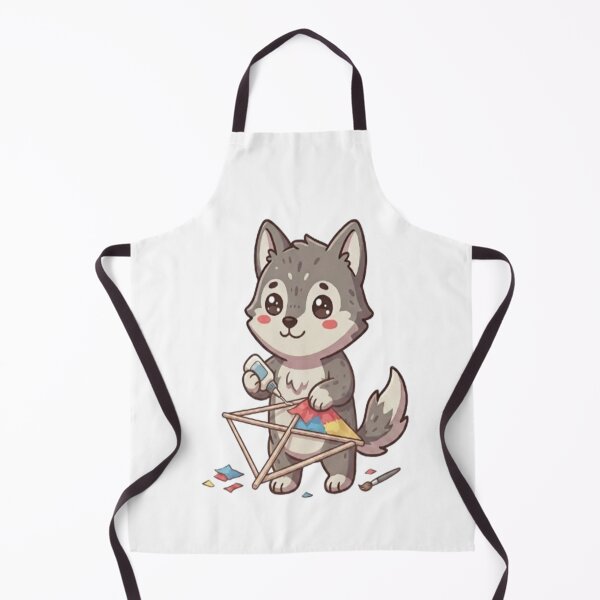 Item preview, Cute Wolf Making Handmade Kite designed and sold by Ella_Sketch.