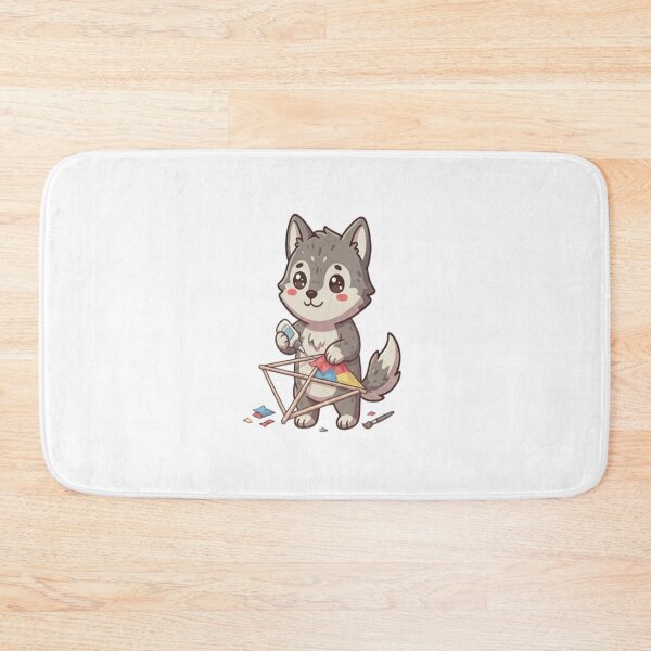 Item preview, Cute Wolf Making Handmade Kite designed and sold by Ella_Sketch.