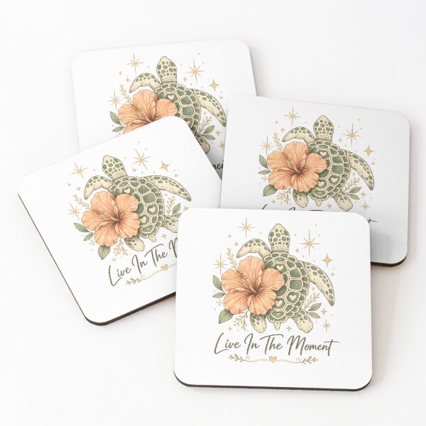 Item preview, Sea Turtle Hibiscus Live in the Moment Tropical Beach Nature Design designed and sold by favoprintaart.