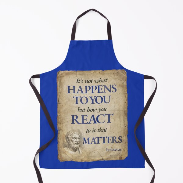 Item preview, It's Not What Happens to You But How You React To It That Matters - Epictetus - Vintage Distressed Stoic Quote - Egyptian Blue Version designed and sold by Stoic Core.