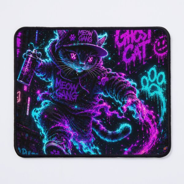 Item preview, Cyber Ghost Cat - Electric Neon Graffiti designed and sold by Neon Riot Studio.
