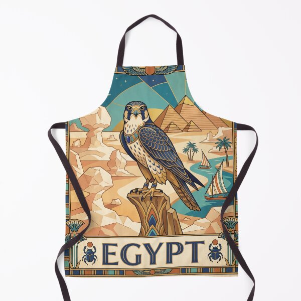 Item preview, EGYPT Vintage Travel Illustration - Ornate Falcon Perching in a Pharaonic Desert designed and sold by ZUMERI.
