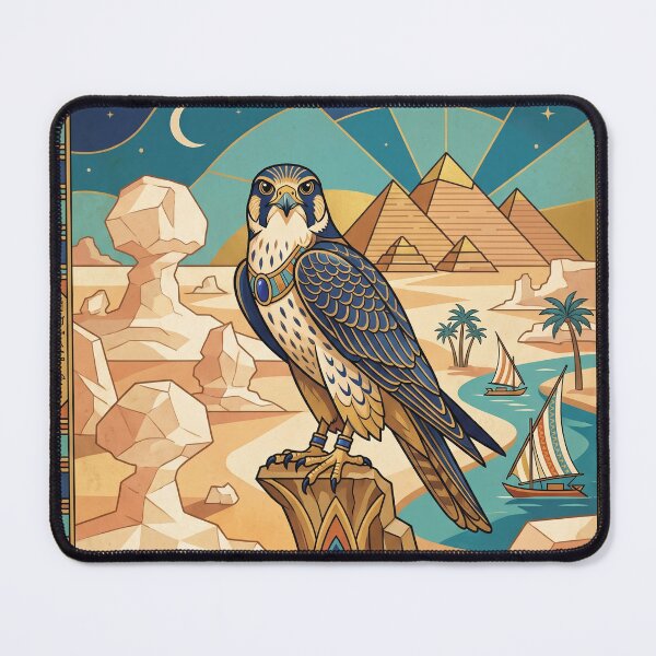 Item preview, EGYPT Vintage Travel Illustration - Ornate Falcon Perching in a Pharaonic Desert designed and sold by ZUMERI.