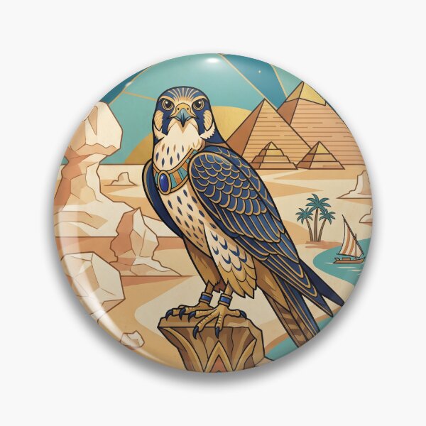 Item preview, EGYPT Vintage Travel Illustration - Ornate Falcon Perching in a Pharaonic Desert designed and sold by ZUMERI.