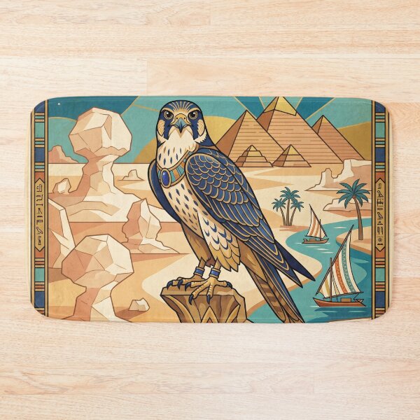 Item preview, EGYPT Vintage Travel Illustration - Ornate Falcon Perching in a Pharaonic Desert designed and sold by ZUMERI.