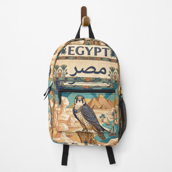 Item preview, EGYPT Vintage Travel Illustration - Ornate Falcon Perching in a Pharaonic Desert designed and sold by ZUMERI.