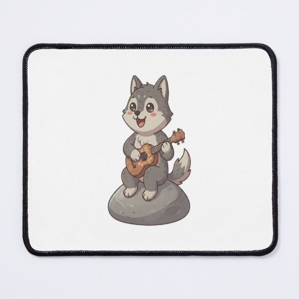 Item preview, Cute Wolf Playing Ukulele Rock designed and sold by Ella_Sketch.