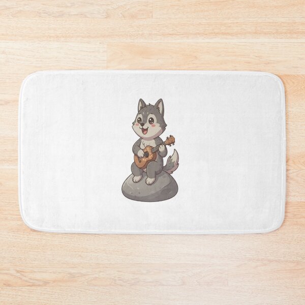 Item preview, Cute Wolf Playing Ukulele Rock designed and sold by Ella_Sketch.