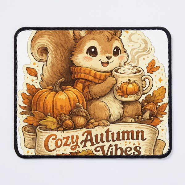 Item preview, Cozy Autumn Vibes Cute Squirrel with Pumpkin Spice Coffee | Fall Aesthetic Vintage designed and sold by Mahmoud Salah.