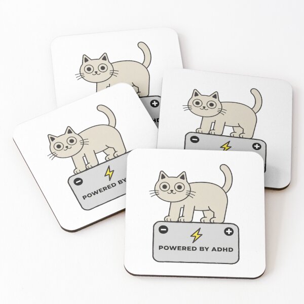 Item preview, Powered By ADHD Cat Pink – Pink Feline Chaos Art designed and sold by Charonde.