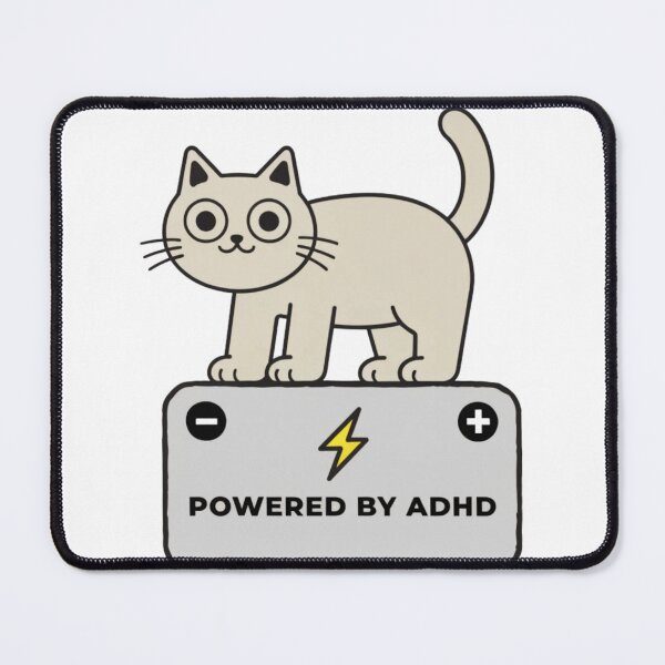 Item preview, Powered By ADHD Cat Pink – Pink Feline Chaos Art designed and sold by Charonde.