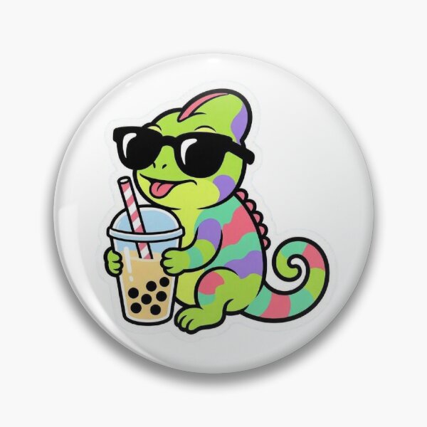 Item preview, Cute Colorful Chameleon Drinking Boba Tea designed and sold by BobaCatDesign.