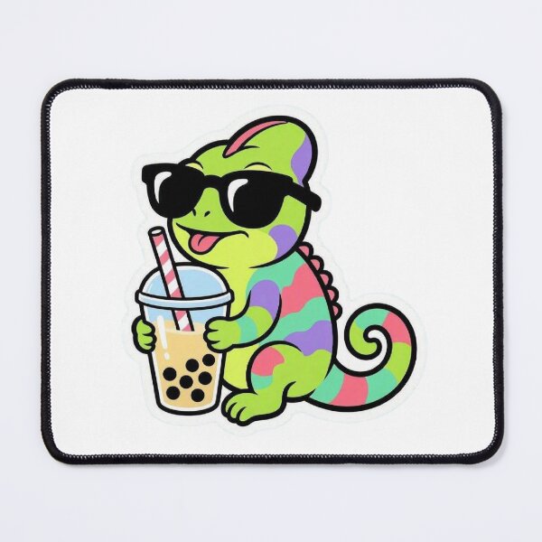 Item preview, Cute Colorful Chameleon Drinking Boba Tea designed and sold by BobaCatDesign.