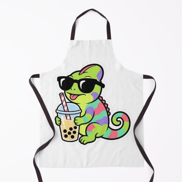 Item preview, Cute Colorful Chameleon Drinking Boba Tea designed and sold by BobaCatDesign.