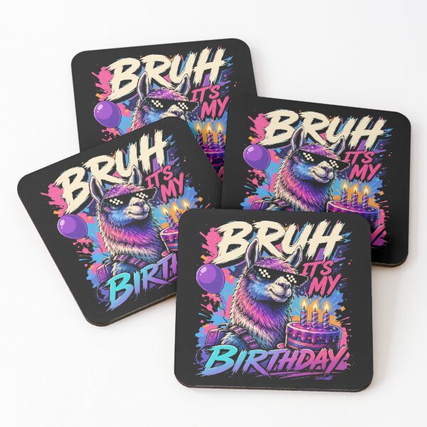Item preview, Bruh Its My Birthday Funny Retro Neon Llama Gamer designed and sold by Vermanartist.