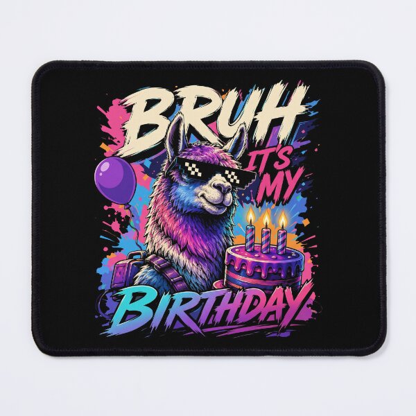 Item preview, Bruh Its My Birthday Funny Retro Neon Llama Gamer designed and sold by Vermanartist.