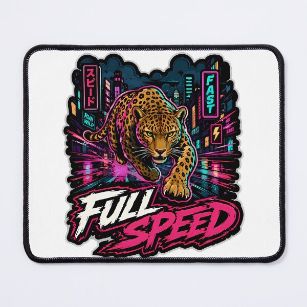 Item preview, FULL SPEED Leopard – Neon Streetwear Cartoon Graphic designed and sold by Aesthicer.