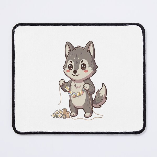 Item preview, Cute Wolf Making Daisy Garland designed and sold by Ella_Sketch.