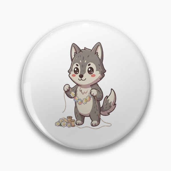 Item preview, Cute Wolf Making Daisy Garland designed and sold by Ella_Sketch.