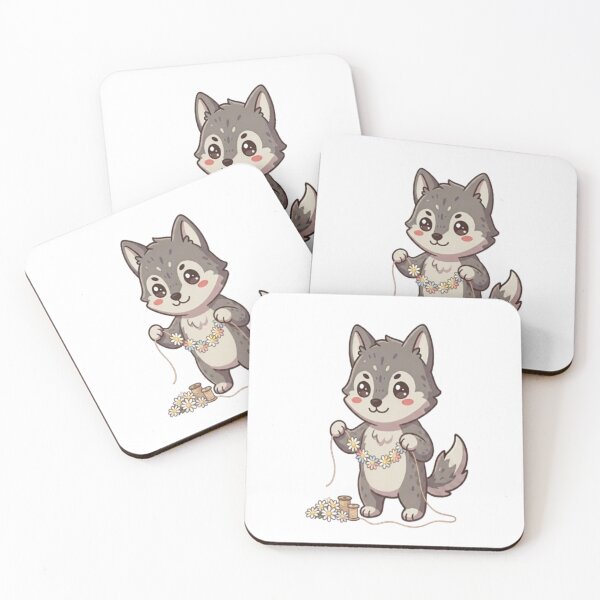 Item preview, Cute Wolf Making Daisy Garland designed and sold by Ella_Sketch.