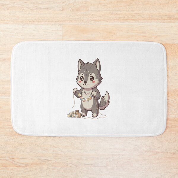 Item preview, Cute Wolf Making Daisy Garland designed and sold by Ella_Sketch.