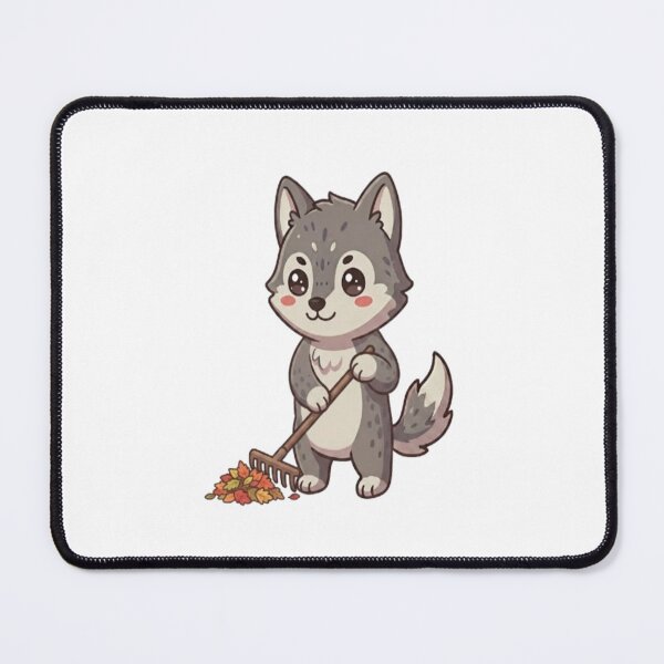 Item preview, Cute Wolf Raking Autumn Leaves designed and sold by Ella_Sketch.
