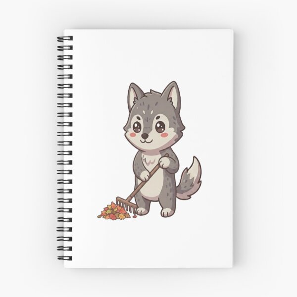 Item preview, Cute Wolf Raking Autumn Leaves designed and sold by Ella_Sketch.