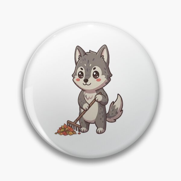 Item preview, Cute Wolf Raking Autumn Leaves designed and sold by Ella_Sketch.