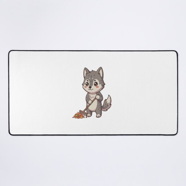 Item preview, Cute Wolf Raking Autumn Leaves designed and sold by Ella_Sketch.