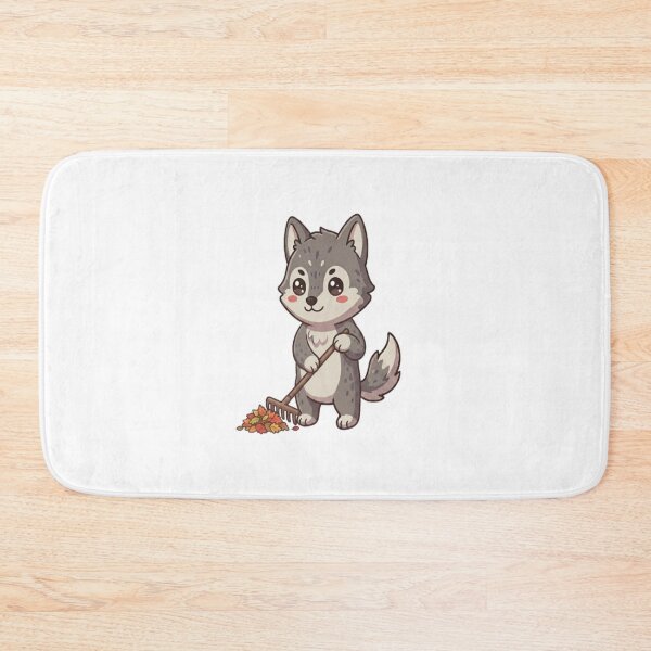 Item preview, Cute Wolf Raking Autumn Leaves designed and sold by Ella_Sketch.