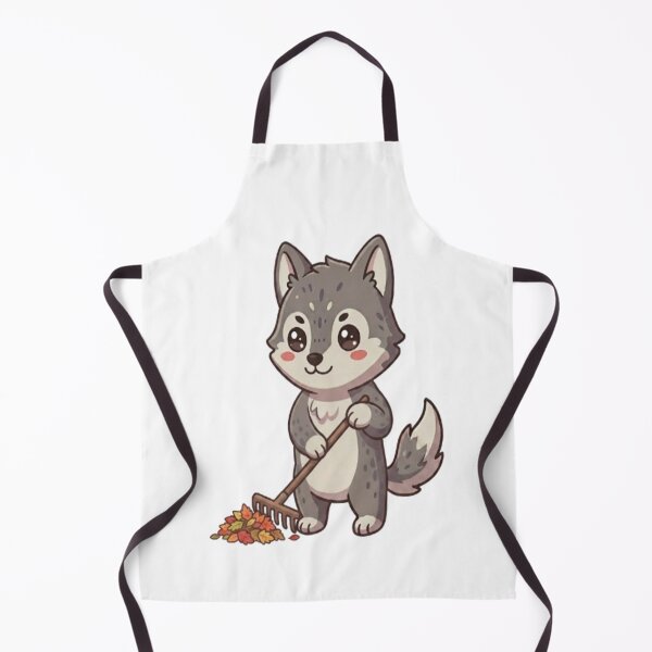 Item preview, Cute Wolf Raking Autumn Leaves designed and sold by Ella_Sketch.