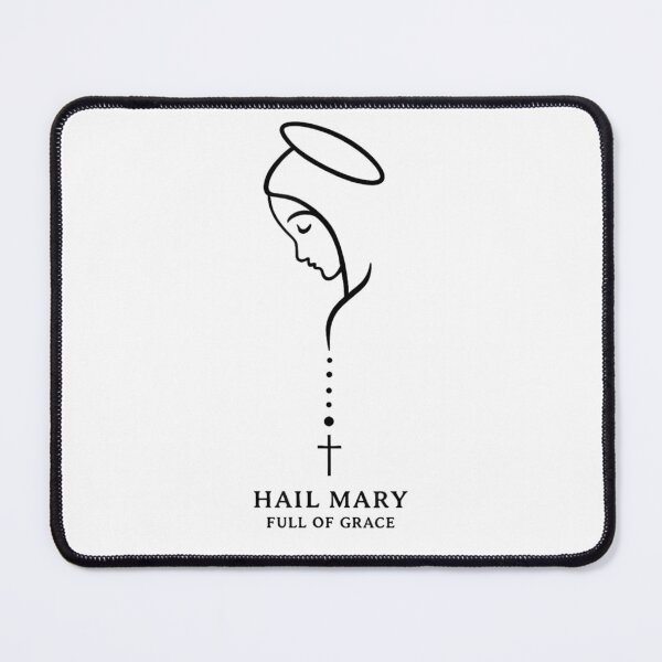 Item preview, Hail Mary Full Of Grace Catholic Virgin Mary Rosary Line Art designed and sold by DuneHaicna.