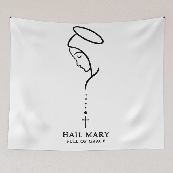Item preview, Hail Mary Full Of Grace Catholic Virgin Mary Rosary Line Art designed and sold by DuneHaicna.
