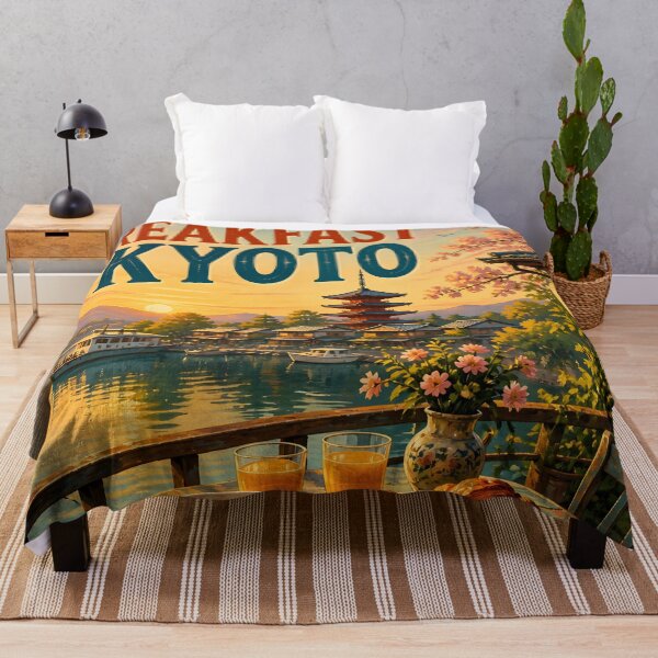Item preview, Breakfast in Kyoto, Japan: Vintage-Style Painterly Travel Poster designed and sold by LSVart.