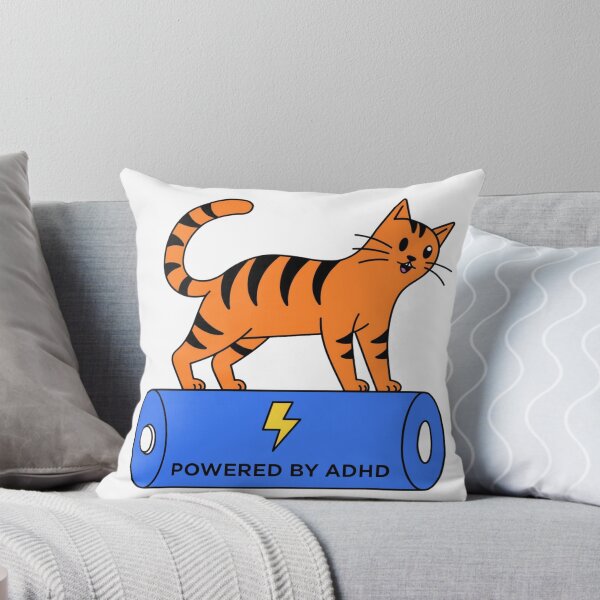 Item preview, Powered By ADHD Cat Pink – Whimsical Cat Battery Style designed and sold by Charonde.