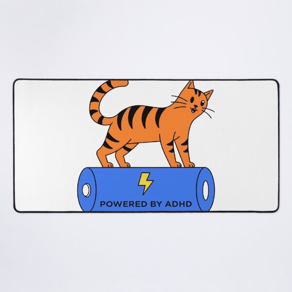 Item preview, Powered By ADHD Cat Pink – Whimsical Cat Battery Style designed and sold by Charonde.