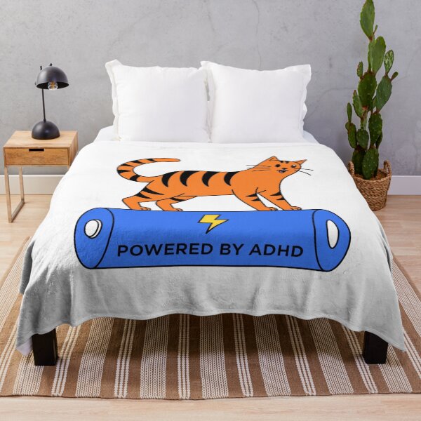Item preview, Powered By ADHD Cat Pink – Whimsical Cat Battery Style designed and sold by Charonde.