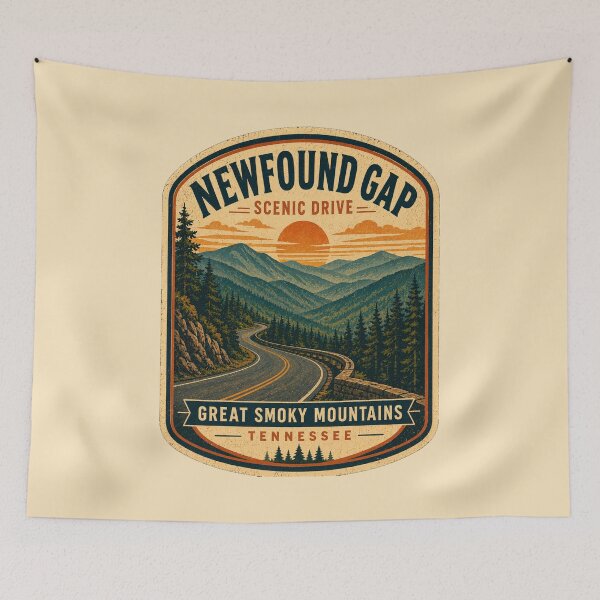 Item preview, Newfound Gap Scenic Drive Vintage Travel Poster | Great Smoky Mountains Retro Art designed and sold by Globalcitytees.