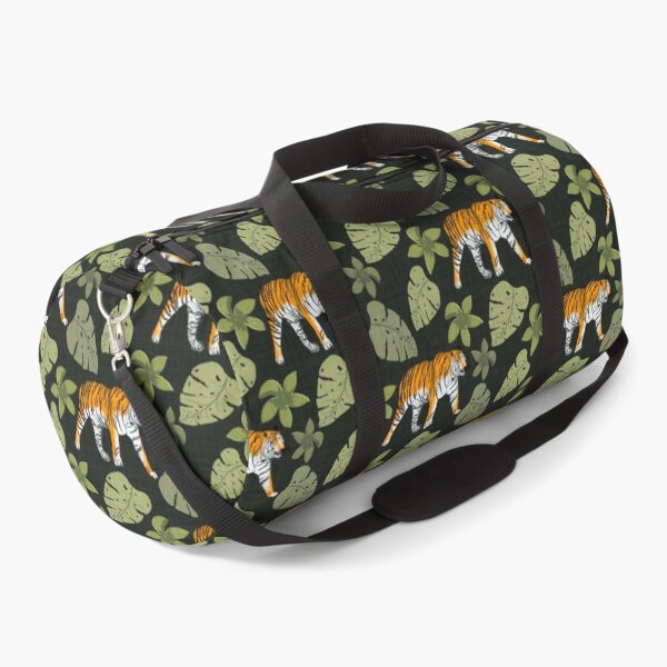 Item preview, Tiger and Tropical Botanical Leaves Charcoal Green designed and sold by JasmineGDesigns.
