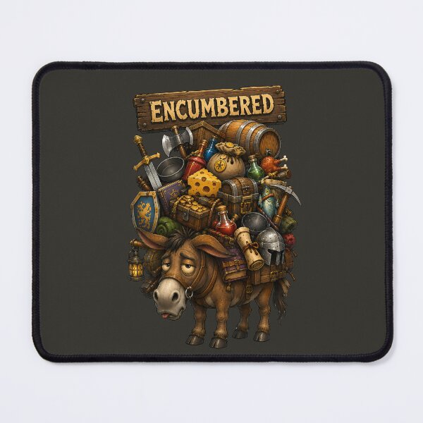 Item preview, Encumbered Pack Mule Funny RPG Loot Adventure Design designed and sold by PXEpic.