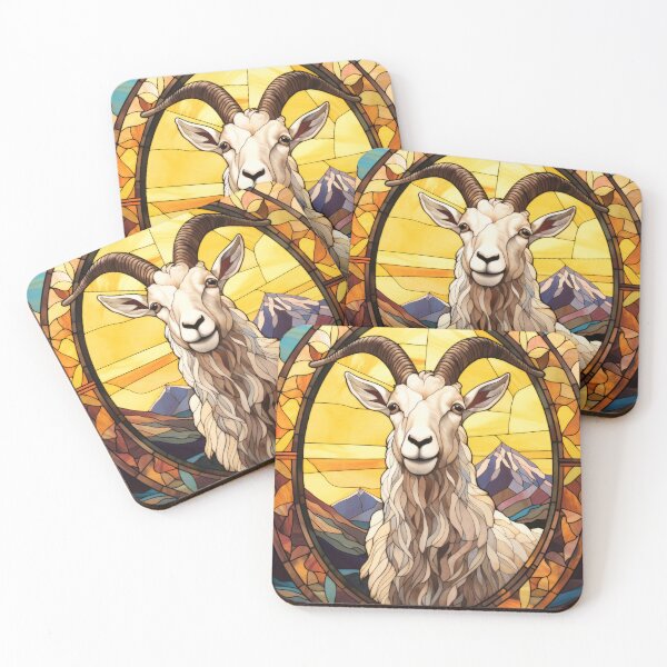 Item preview, Mountain Goat Stained Glass Art designed and sold by pinkal.
