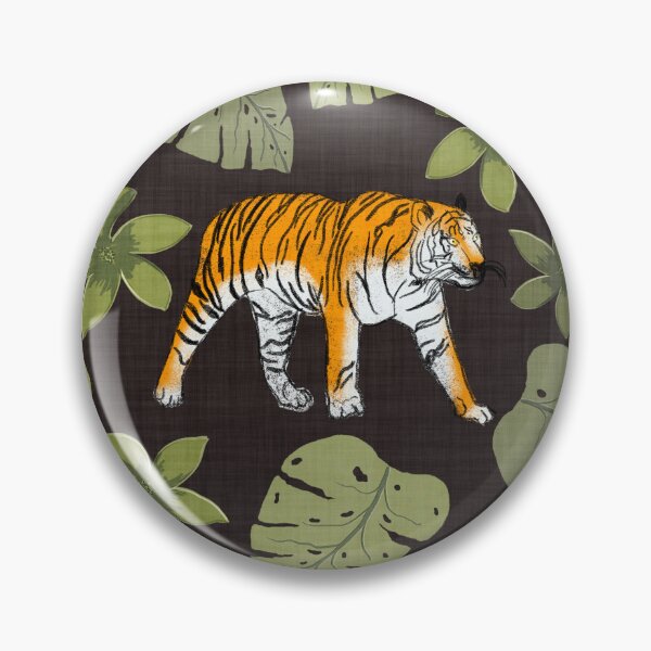Item preview, Tiger and Tropical Botanical Leaves Chocolate Brown designed and sold by JasmineGDesigns.