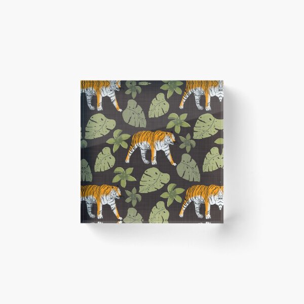 Item preview, Tiger and Tropical Botanical Leaves Chocolate Brown designed and sold by JasmineGDesigns.