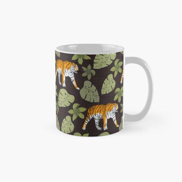 Item preview, Tiger and Tropical Botanical Leaves Chocolate Brown designed and sold by JasmineGDesigns.