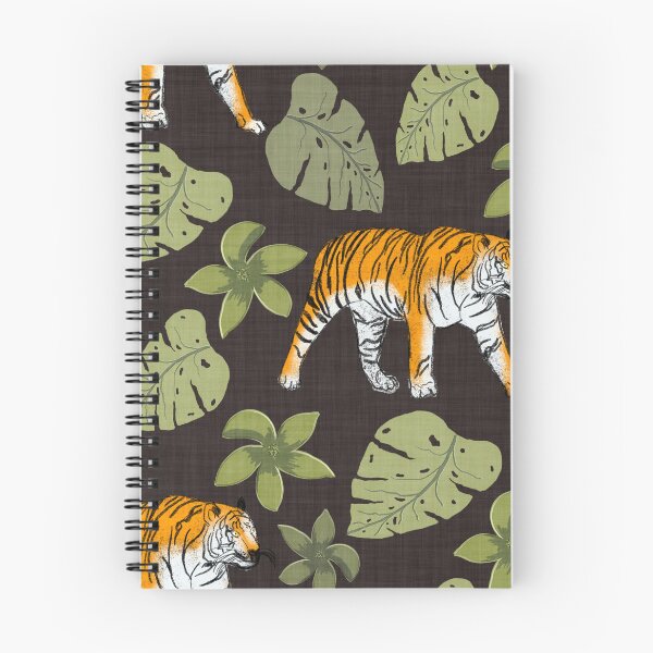 Item preview, Tiger and Tropical Botanical Leaves Chocolate Brown designed and sold by JasmineGDesigns.