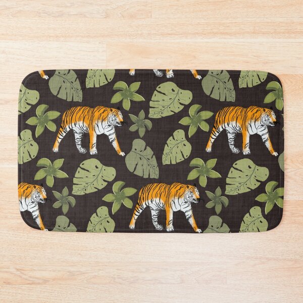 Item preview, Tiger and Tropical Botanical Leaves Chocolate Brown designed and sold by JasmineGDesigns.