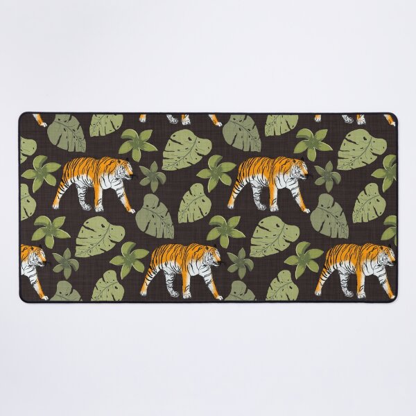 Item preview, Tiger and Tropical Botanical Leaves Chocolate Brown designed and sold by JasmineGDesigns.