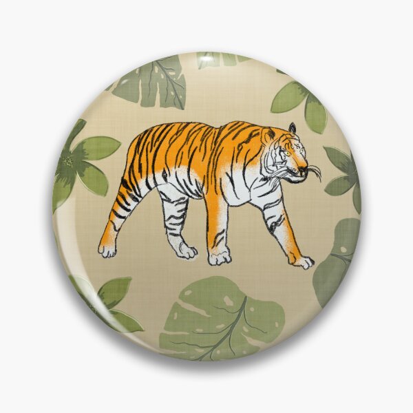 Item preview, Tiger and Tropical Botanical Leaves Earthy Yellow designed and sold by JasmineGDesigns.