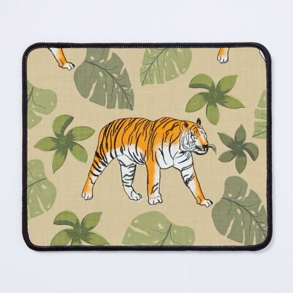 Item preview, Tiger and Tropical Botanical Leaves Earthy Yellow designed and sold by JasmineGDesigns.