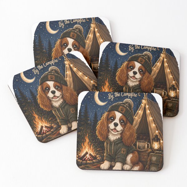 Item preview, Life Is Better By the Campfire | Cute Cavalier King Charles Spaniel Camping Cartoon | Cozy Dog Lover Gift designed and sold by Moh-nd-Eg.